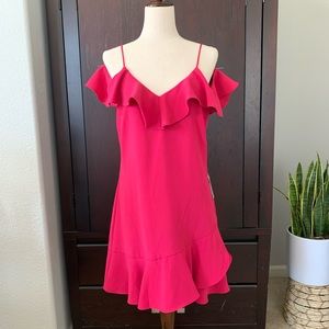 Pink cold shoulder dress size M.